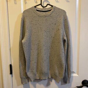 Jetty Paragon Sweater Light Grey Waffle Knit Speckled Yarn Men's S
